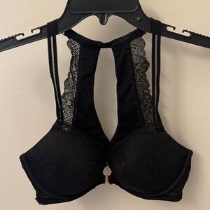 PINK Victoria's Secret Black Lace Halter Bra